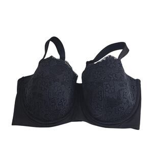 All Worthy Hunter McGrady Black Full Coverage Underwire Balconette Bra Size 40DD